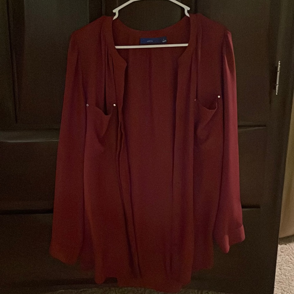 Maroon button down blouse